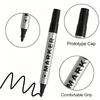 12pcs Black Permanent Oil-Based Markers - Quick Dry, Waterproof, Round Tip