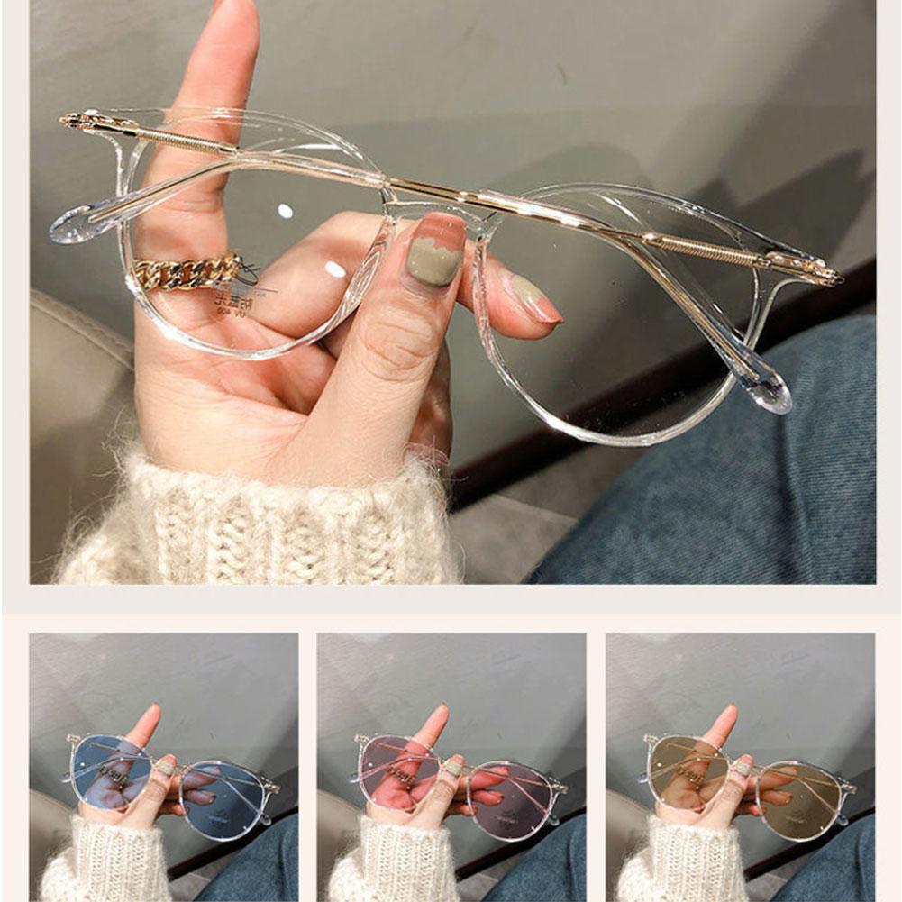 Color Changing Anti Blue Light Glasses Circular Glasses Frame Comfortable Outdoor Sunglasses For Women