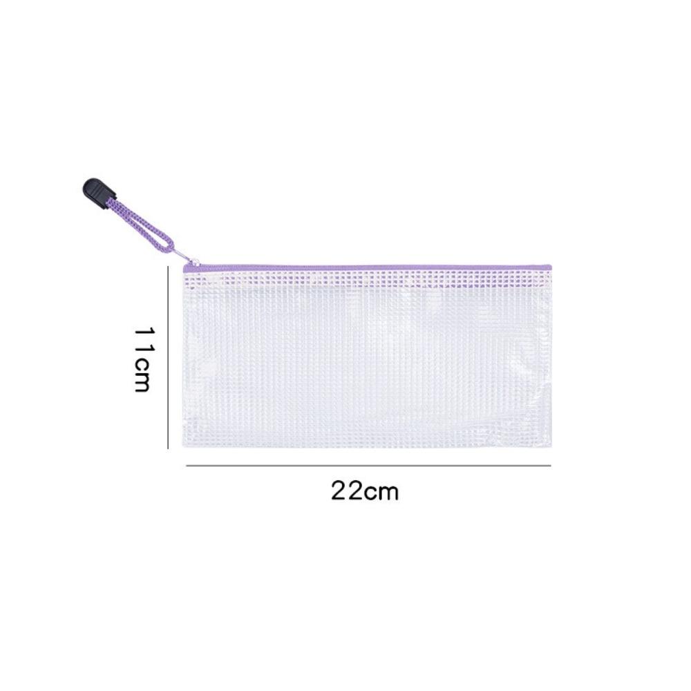 Waterproof Pen Bag PVC File Bag Multipurpose Mesh Zipper Pouch Students