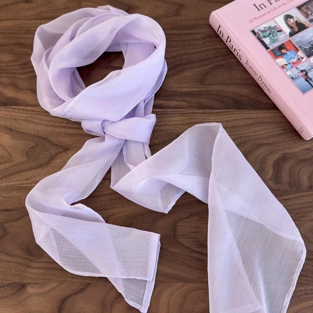 Soft Chiffon Silk Scarf Thin Long Ribbon Neckerchief Elegant Ribbon Scarf For Women