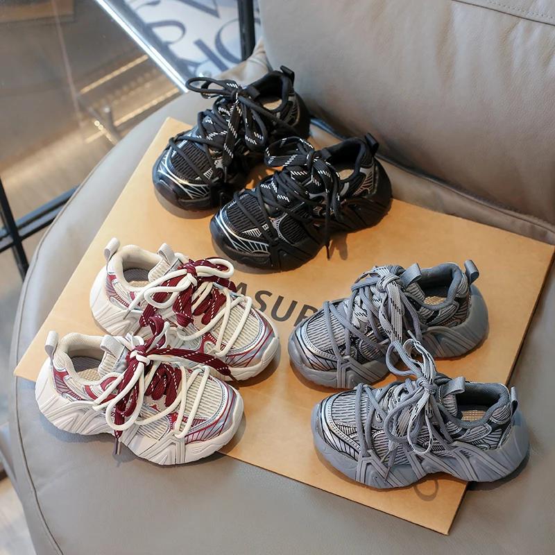 2024 Детские кроссовки для девочек Осень Новая мода Корейский стиль Мягкая подошва Противоскользящие Универсальные Повседневные Шикарные Спортивная обувь