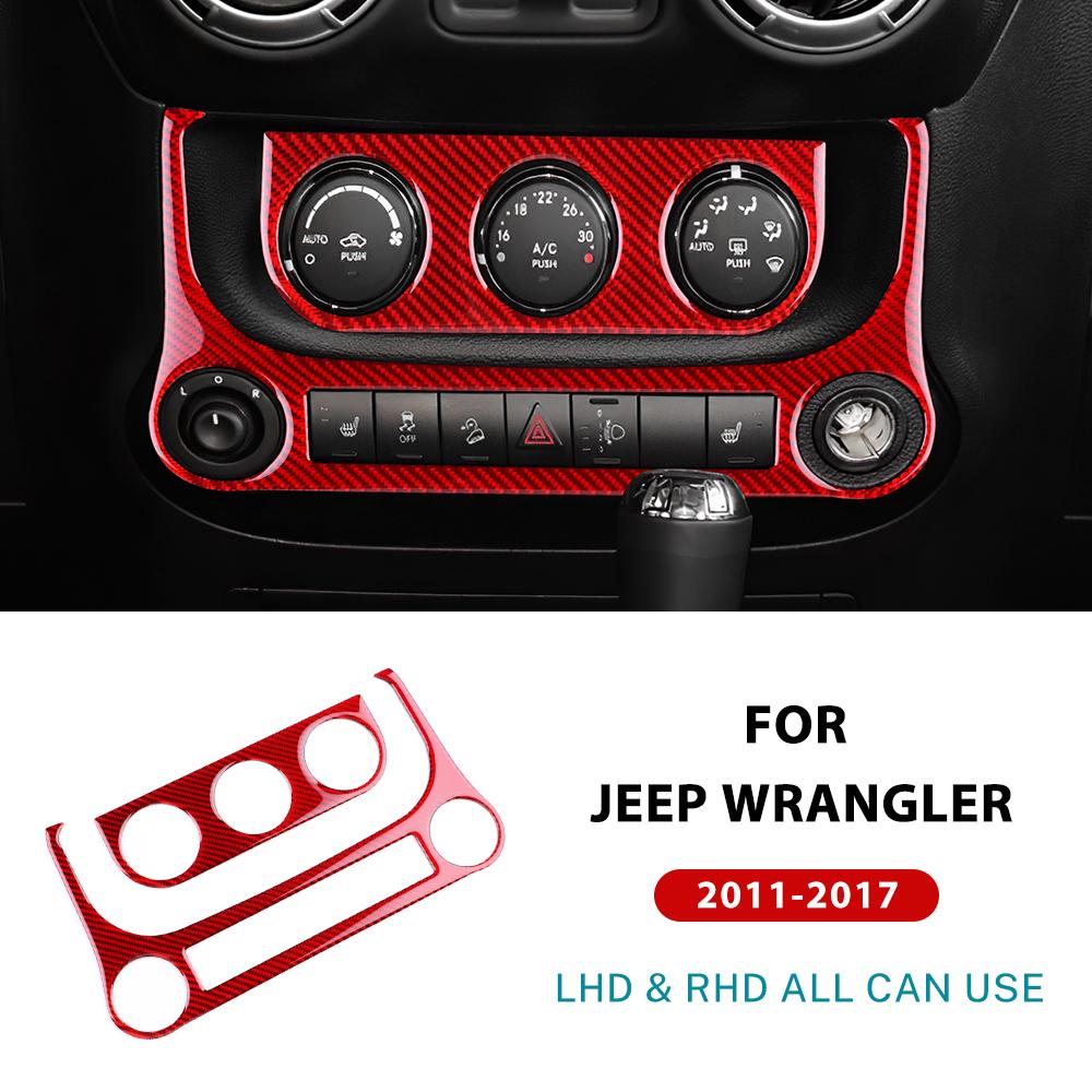 Real Soft Carbon Fiber Sticker For Jeep Wrangler JK JKU 2011 2012 2013 2014 2015 2016 2017 Car AC Cigarette Light Panel Trim