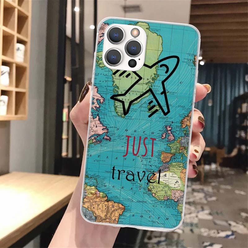 Карта мира Планы путешествий Мягкий чехол для телефона Для iPhone 14 13 12 Mini 11 Pro Max X XR XS 7 Plus 8 6 6S 5 5S SE 2020 14 7G Узор Чехол