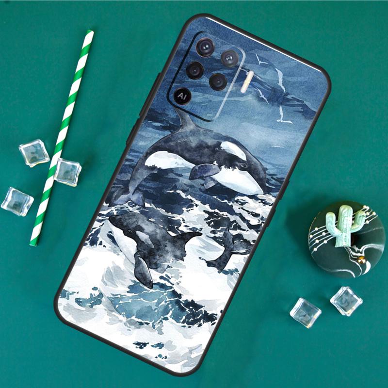 Чехол для телефона Акула и Косатка Для Oppo A18 A38 A58 A78 A98 A40 A60 A80 A91 A15 A17 A74 A94 A54 A57S A16 A76 A96