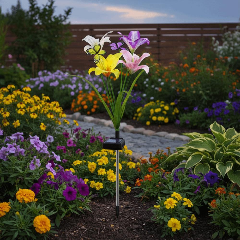 Flower Decor Solar Garden Lights Butterfly Design Garden Courtyard Lamp Landscape Lighting