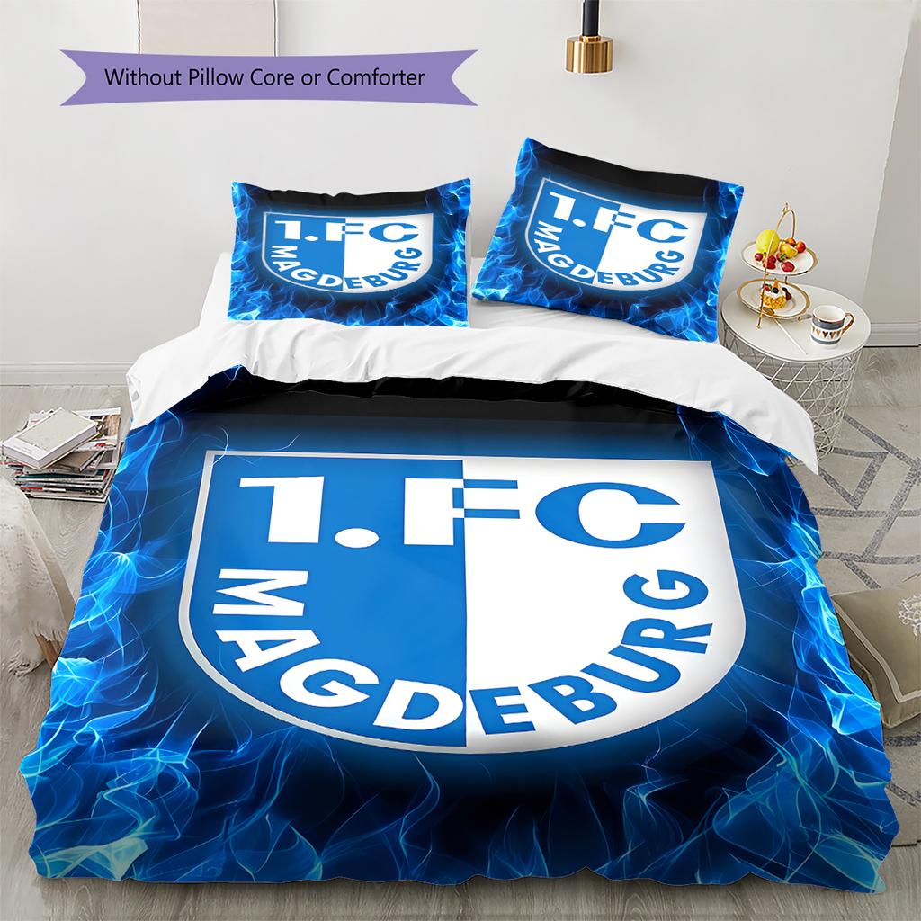 1. FC Magdeburg Pattern Bedding,Quilt Set Quilt Cover Pillowcase Home Birthday Gift (1 * duvet cover + 2 * pillowcase, without core)