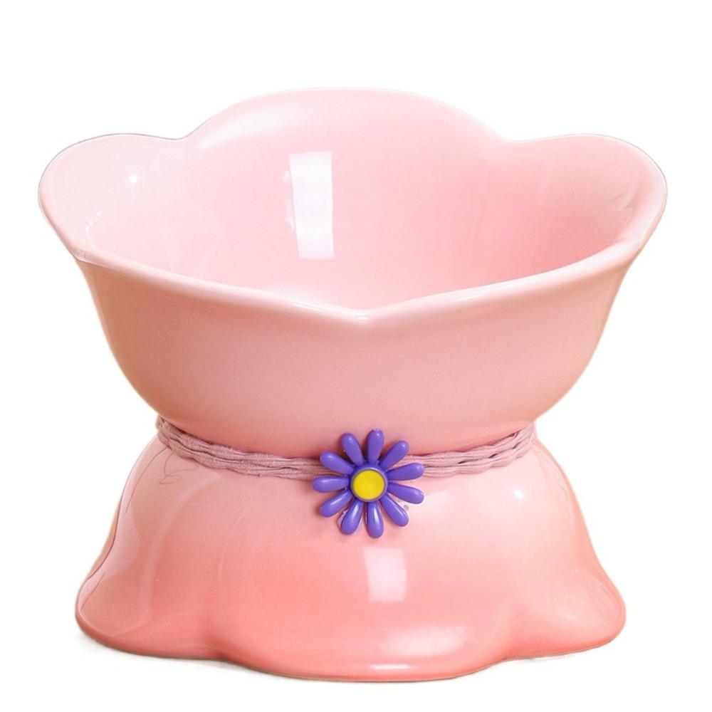 Flower Shape Pet High Foot Bowl Gradient Color Pet Drinking Feeder Multi-use Cat Bowl  Kitten Puppy