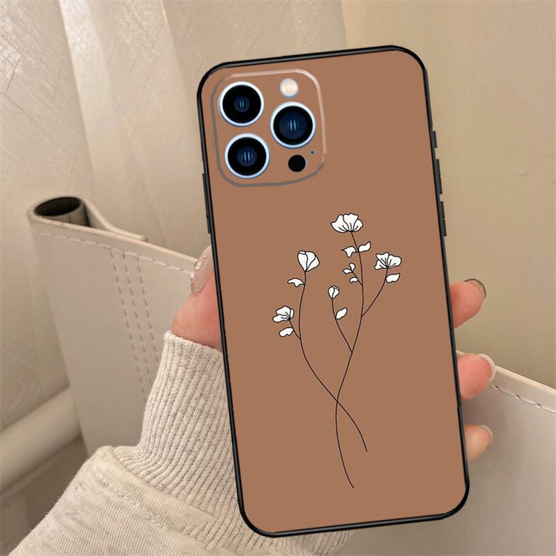 Чехол для телефона с абстрактными растениями для iPhone 17 16 15 14 13 12 11 Pro Max mini 15 16 Plus 16e 17 Air Cover Coque