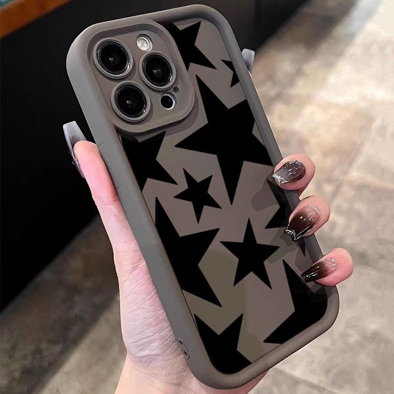 Черный Звездный Дизайн Чехол Для Телефона Для iPhone 17 Pro Max Чехлы iPhone 16E 16 15 14 13 12 11 XS X XR 7 8 Plus 17 Air Мягкий Бампер Чехол