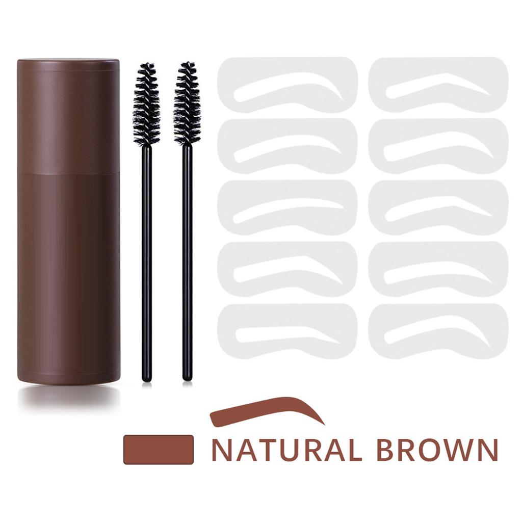 Eyebrow Stamp Kit 10 Stencils 2 Brushes Waterproof Sweatproof Lasting Eyebrow Makeup Powder
