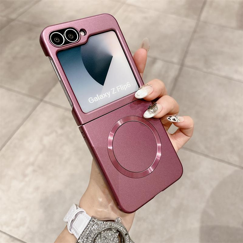 Роскошный матовый жесткий чехол с магнитной фиксацией Magsafe для Samsung Galaxy Z Flip 7 6 5 4 3 Zflip 7 Противоударный Беспроводная зарядка Тонкая накладка
