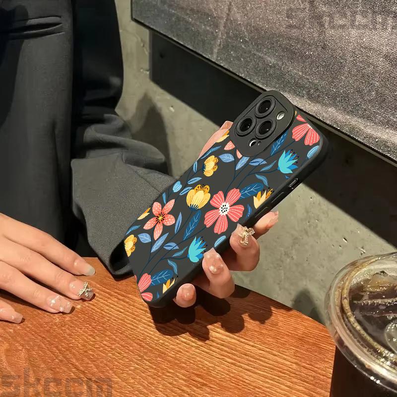 Colorful Flowers Strawberry Silicone Case For Samsung Galaxy S25 S24 S23 Ultra S22 S21 Plus S20 FE A55 A54 A15 A35 Soft Cover