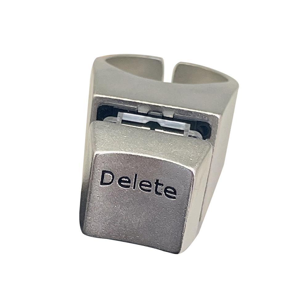 Vent Keyboard Delete Anything Rings Metal Statement Rings Jewelry Creative Spindle Tester Ring