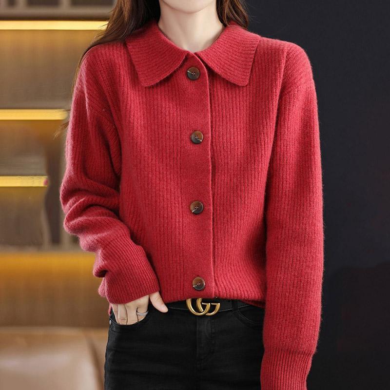 Свитера Пальто Кардиган для Женщин Осень Зима Большой Размер Однотонный Свободный Длинный Рукав Вязаные Свитера Пальто