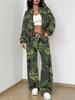Splicing Autumn And Winter New European And American Women'S Clothing Army Green Camouflage Printing Suit Women