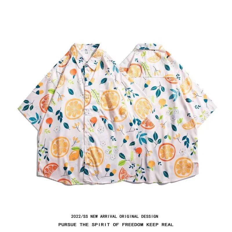 Мужская рубашка в стиле ретро, ​​мужской летний наряд, студенческий свободный крой, нишевый дизайн, повседневный мужской топ, верхняя одежда, пляжный топ