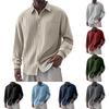 Мужская летняя однотонная рубашка с лацканами в полоску, с длинными рукавами, мужская повседневная модная рубашка с длинными рукавами