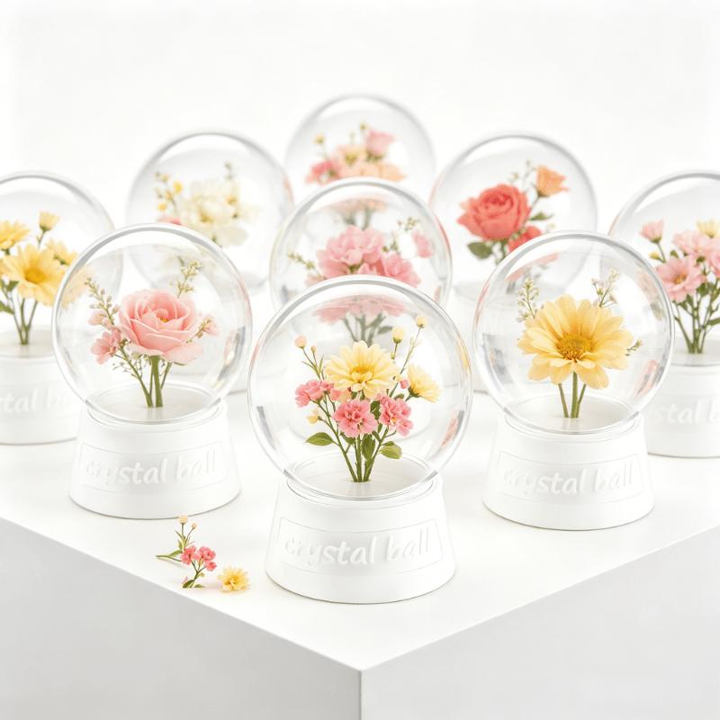 6Transparent plastic snow globe with a transparent lid PET Plastic with screw cap is suitable for crafting unique home decorations, birthday gifts,