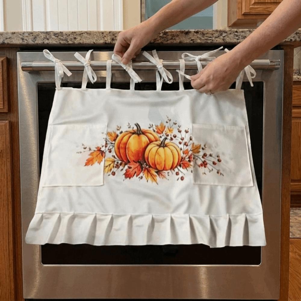 Rustic Ruffle Trim Oven Door Curtain with Pockets Stove Cover Skirt Farmhouse Kitchen