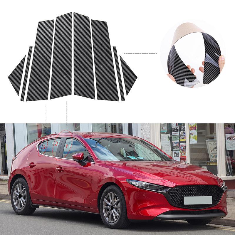 8 шт., автомобильные стойки, наклейки на обшивку двери для Mazda Axela 2019 2020 2021 2022 2023, аксессуары для стайлинга из углеродного волокна
