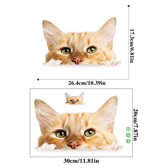 Яркие забавные водонепроницаемые наклейки с котом, легко удаляемые наклейки для украшения ванной комнаты