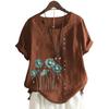 Trendy Ladies' Short Sleeve Top with 11 Colorful Floral Patterns and Round Neck