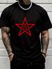 Layered Red Black White Star Pattern Unisexs Print T Shirt Geometric Art Graphic Tee Casual Short Sleeve Street Style Lover Gift