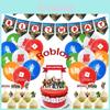 Набор принадлежностей для дня рождения в стиле Roblox, включающий яркий баннер, воздушные шары и топперы для торта для детей