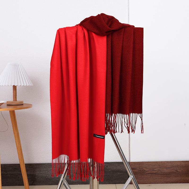 Women'S Thick Warm Solid Color Scarf Autumn And Winter New Style Cashmere Scarf Versatile Wool Scarf