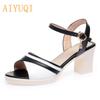 Женские сандалии на высоком каблуке, летние женские сандалии из натуральной кожи, модные женские сандалии с открытым носком в римском стиле