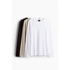 H M Regular Fit Jersey Top 3 Piece Set wHite Beige Black