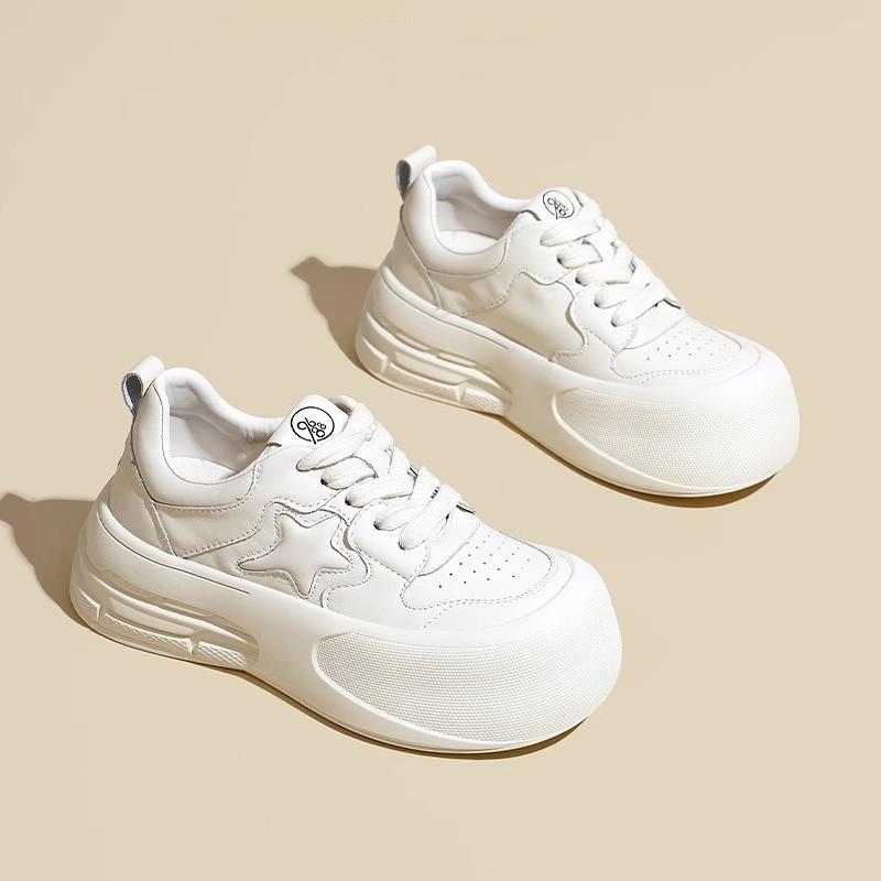 Белые женские туфли, новые весенние популярные модные повседневные туфли на толстой подошве Tide