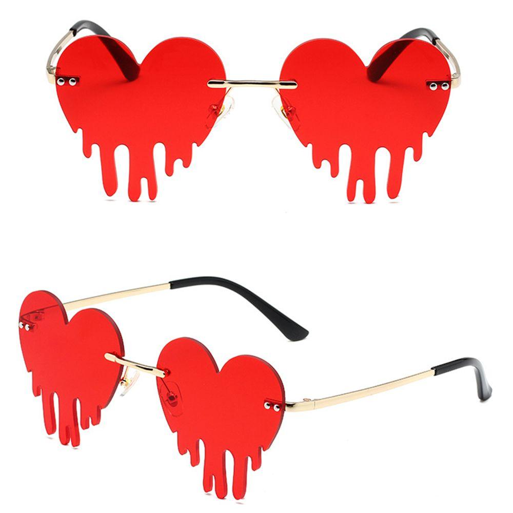 Fashion Colorful Ocean Luxury Heart Unique Women Tear Shape Rimless Sunglasses Sun Glasses