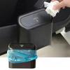 Car Flip Top Trash Can Interior Trash Storage Organizer Storage Box Black ABS Square Universal Organizer Interior Accessories