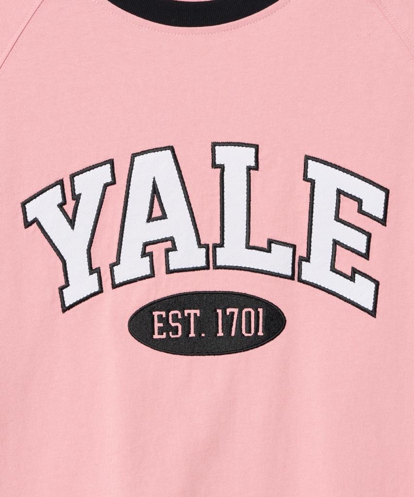 YALE Спортивная двухцветная футболка с аркой, короткий рукав, бледно-розовый