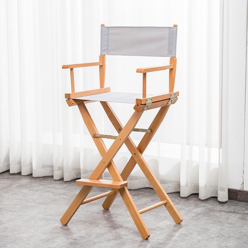 Складной стул режиссера из массива дерева с холщовой спинкой - Барный стул, для улицы, макияжа или рыбалки