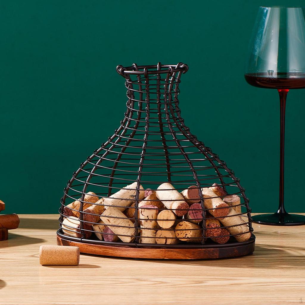 Metal Wine Cork Holder Container, Vase Cage Stable Structure Collector, Decorative for