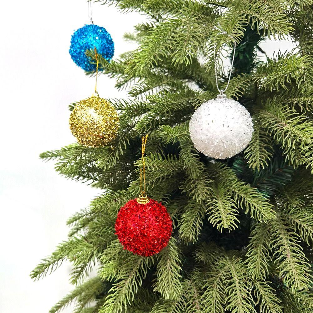 6Pcs/Set Creative Christmas Decoration Pendant 6cm Shiny Xmas Tree Hanging Pendants Elegant Solid Color