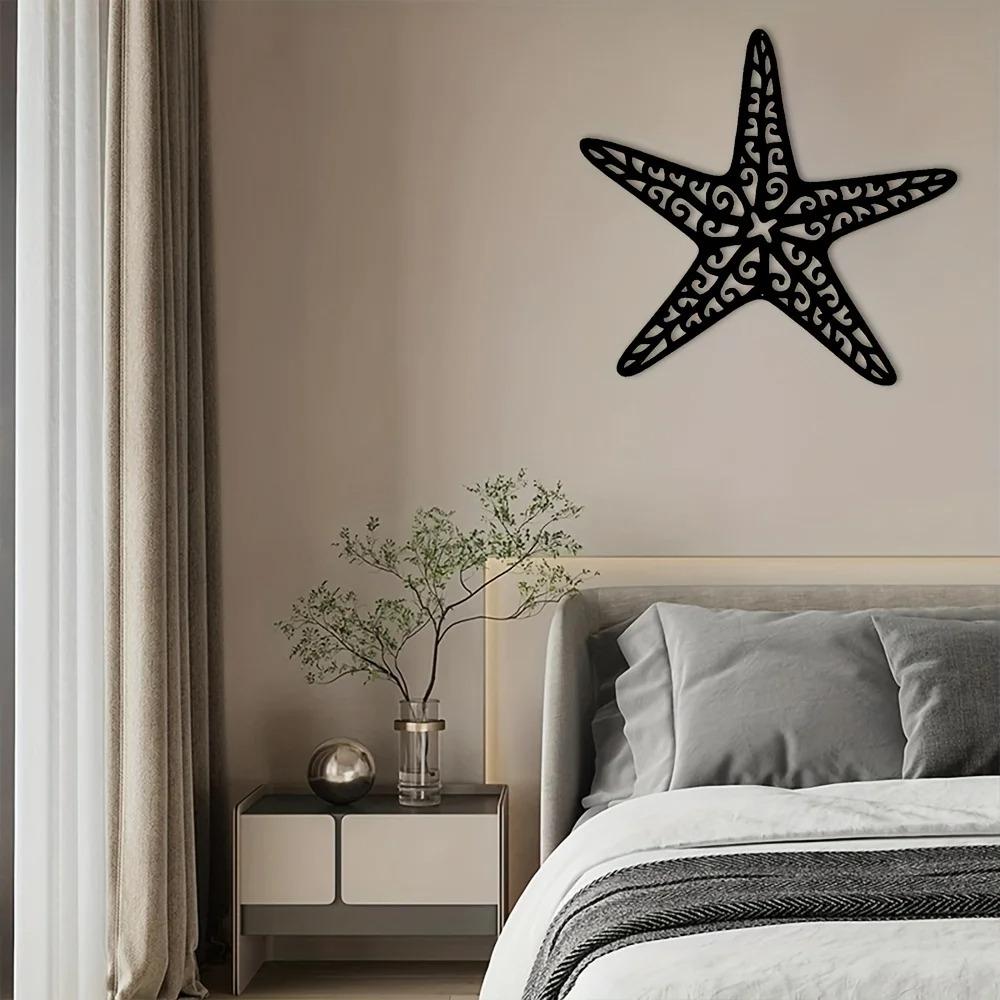 Coastal Starfish Ocean Beach Metal Wall Art – Elegant Interior Decoration, Stylish Home Wall Hangings for Coastal Home Decor