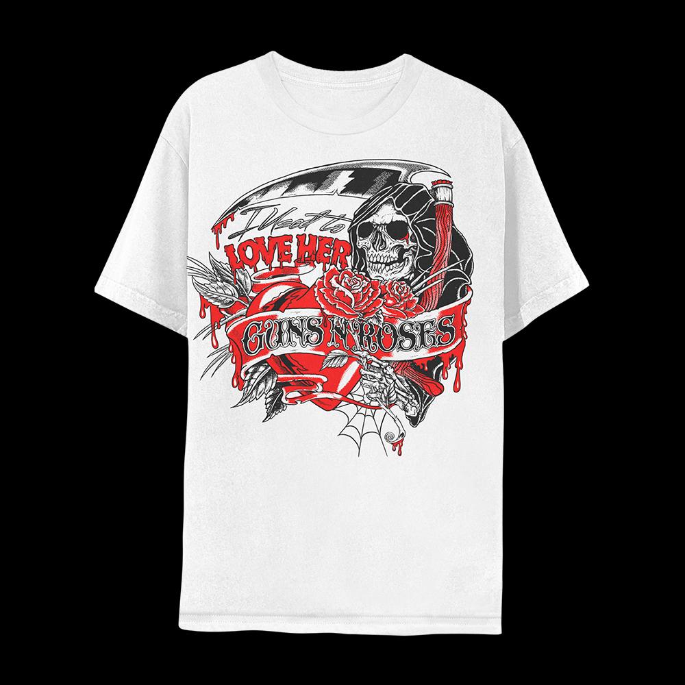 Tour Guns N Roses Band TShirt Cotton Graphic Tee Unisex Women Summer Streetwear