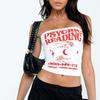 Top Women Off Shoulder Crop Tops Summer Clothes Slim Vest Newspaper Letter Wrap Chest Tees Sexy Club Y2k Streetwear