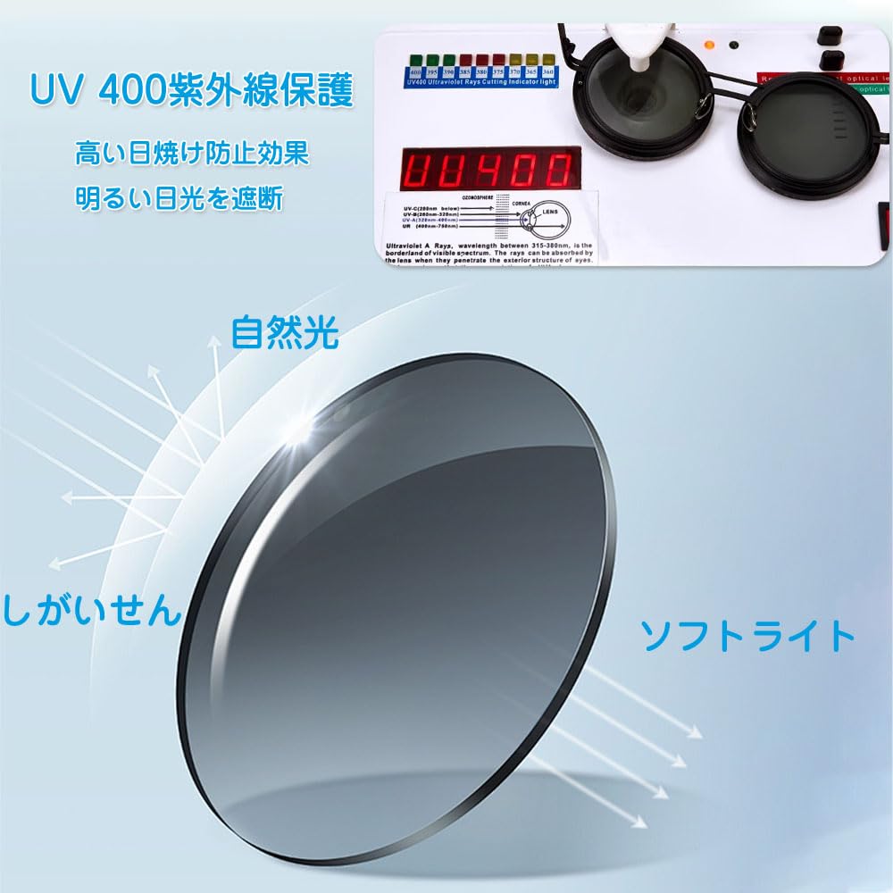 [LJJDBZYD] Men's Adjustable Beach Sunglasses, 1-9 Levels Adjustable Polarized Round Glasses, Graduated Tint Sunglasses with ND9 Polarization,