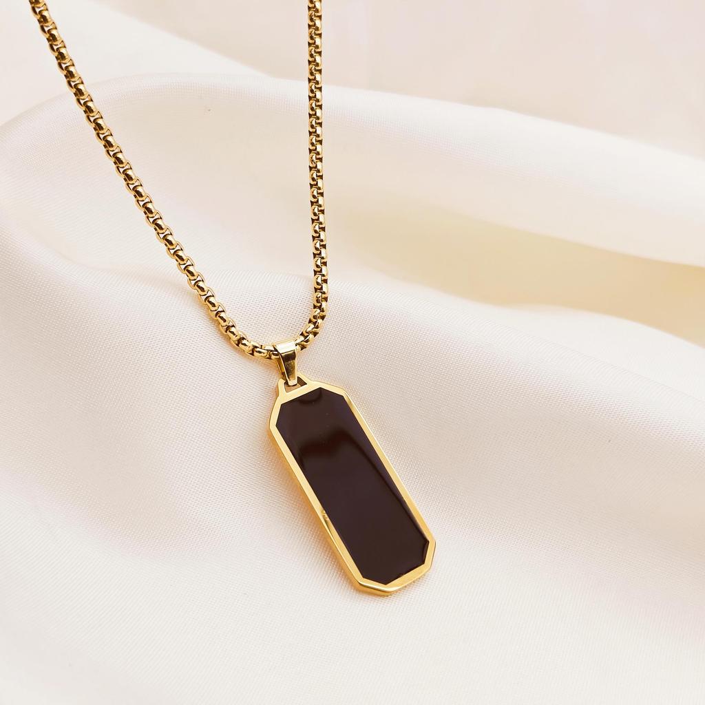 Геометрическое ожерелье-свитер из титановой стали цвета «приливной черный» - Унисекс хип-хоп аксессуар