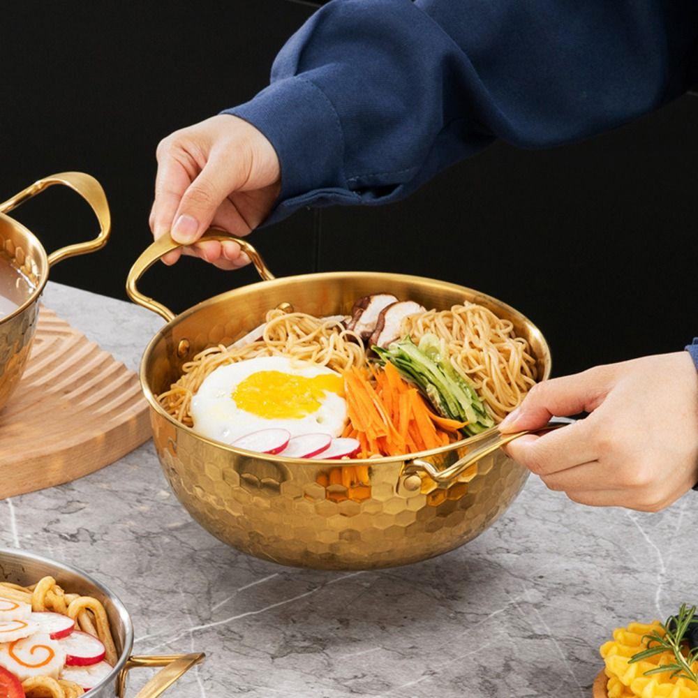 Кастрюля для супа из нержавеющей стали с двойной ручкой, кастрюля для молока, посуда, корейская кастрюля для рамэна, индукционная плита