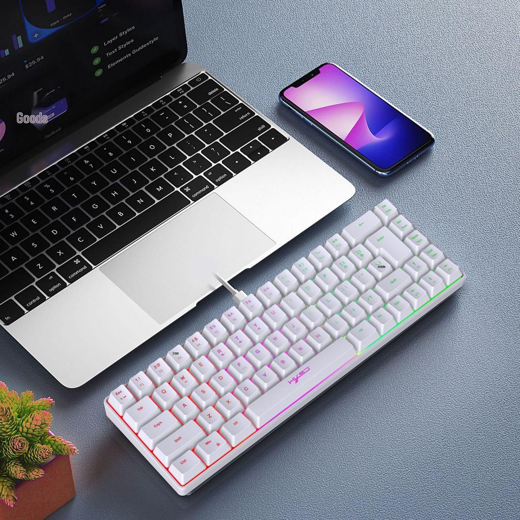 RGB Backlit 68-Key Wired Gaming Keyboard with Mechanical Feel & ABS Material