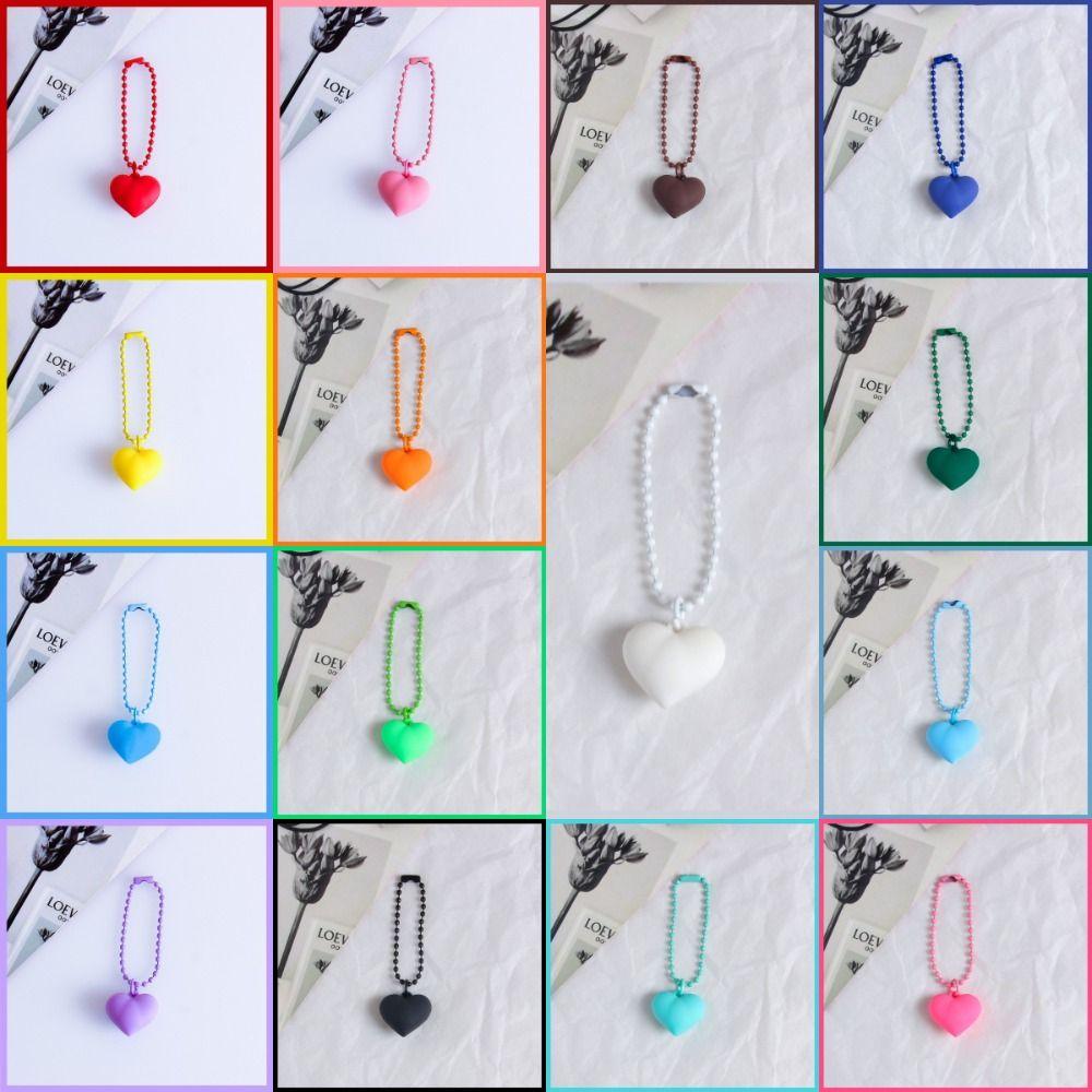 Colorful Heart Keychain Silicone Heart Keyring Candy Color Heart Pendant Y2K Korean Kawaii Dopamine Sweet Key Accessory