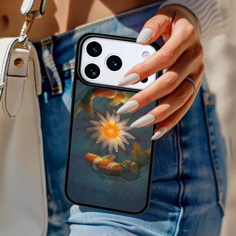 Чехол для телефона 'Инь Ян' с рыбками Кои для iPhone 17 Air 14 15 13 12 Max Чехол для Apple 16e 11 Pro Max Plus Coque