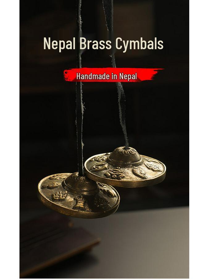 Nepal Handmade Brass Cymbals: Percussion Gong & Yoga Awakening Instrument
