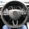 Автомобильный чехол на руль для Skoda Octavia Superb Fabia Citigo Roomster 2013-Rapid Karoq Kodiaq, черная перфорированная кожа