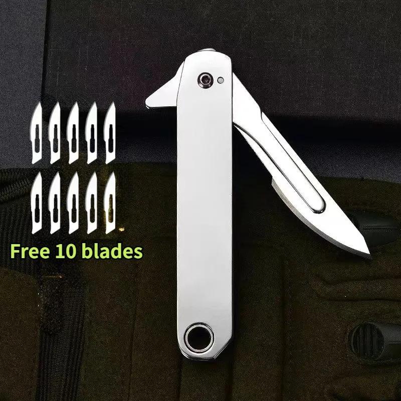 Hot Selling Stainless Steel Portable Folding Art Knife Fruit Blade Sharp Outdoor Multifunctional Keychain, Open Express Delivery